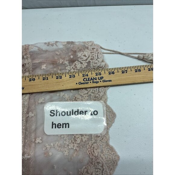 PAT DAHNKE Women’s size‎ L Pink Lace Sheer puff short sleeve top Boho Western - Picture 13 of 14